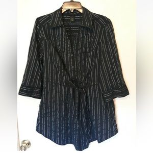 Lane Bryant Black Shimmery Tunic Women 18/20 Drawstring Cinch Waist Party Office